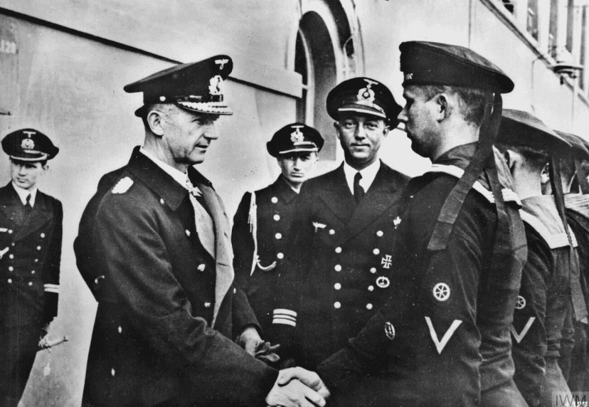 Karl Dönitz shaking hands with sailors